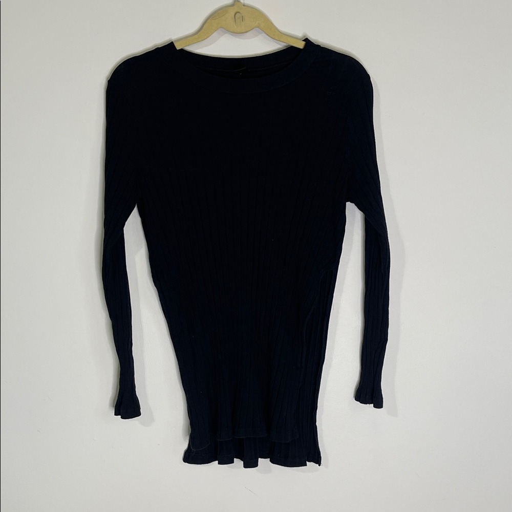 SHEIN Black Ribbed Long Sleeve Top